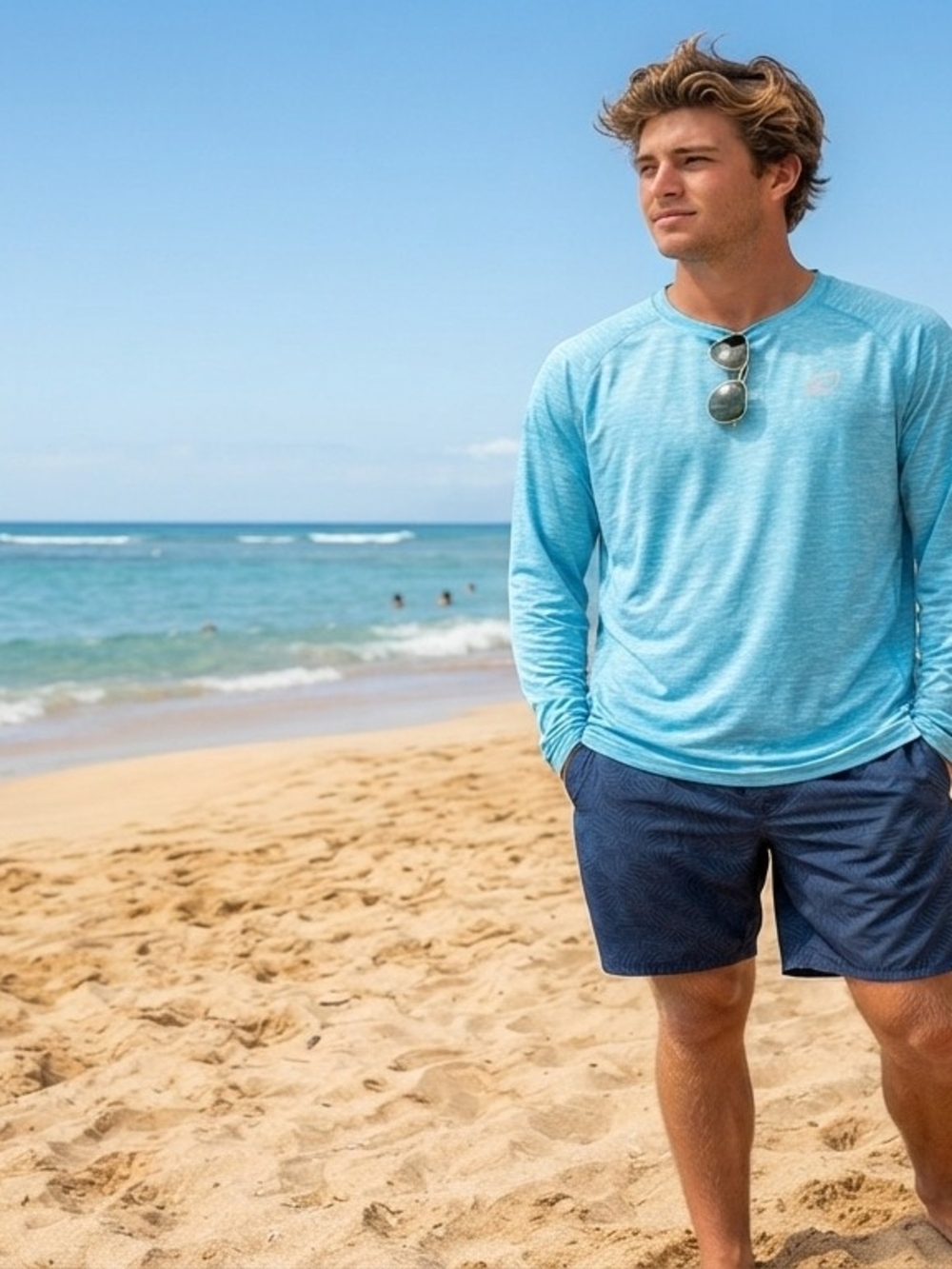 Stella Laguna Beach Men's Long-Sleeve Swim Tee in Sky Blue